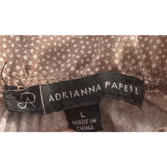 Adrianna Pappel Large Polyester Brown Short Sleeve Top Ruffle Neck - Picture 4 of 10